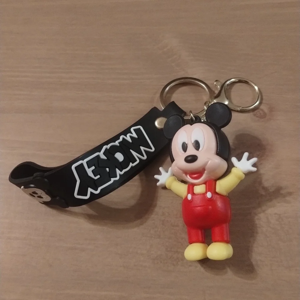 Disney Mickey Mouse Keychain | Cute Cartoon Character Bag Charm | Red & Black